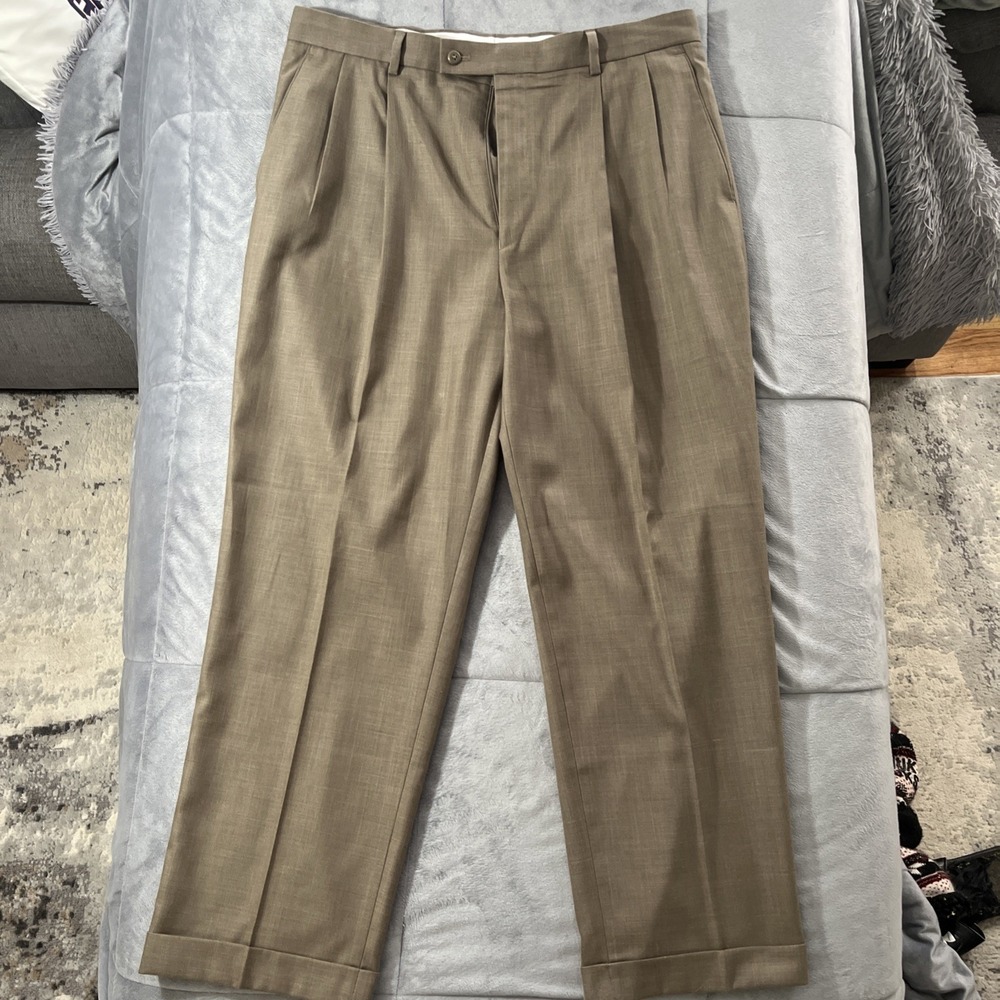 Louis Raphael Men's Dark Beige Dress‎ Pants Size 36x29